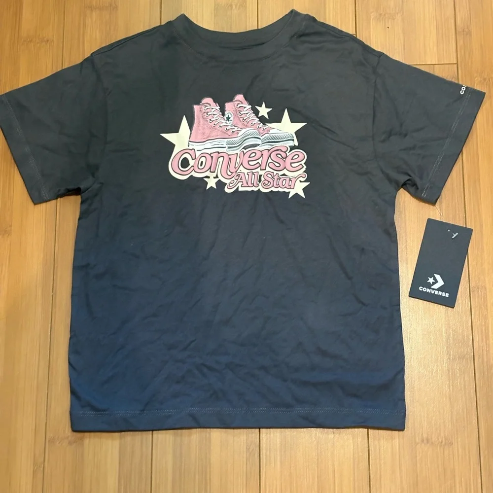 Converse Kids' Dark Blue Tee‎ with Pink Graphic